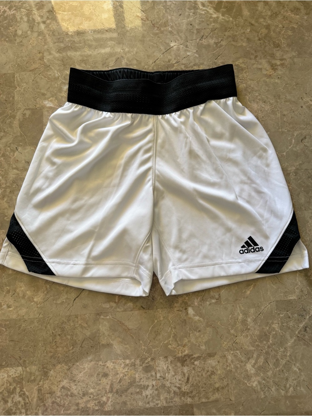 Adidas Women White Shorts with Black Waistband and Trim